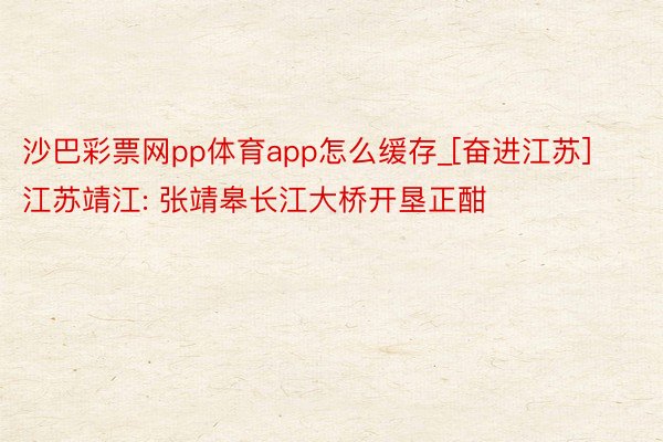 沙巴彩票网pp体育app怎么缓存_[奋进江苏]江苏靖江: 张靖皋长江大桥开垦正酣