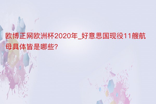 欧博正网欧洲杯2020年_好意思国现役11艘航母具体皆是哪些？