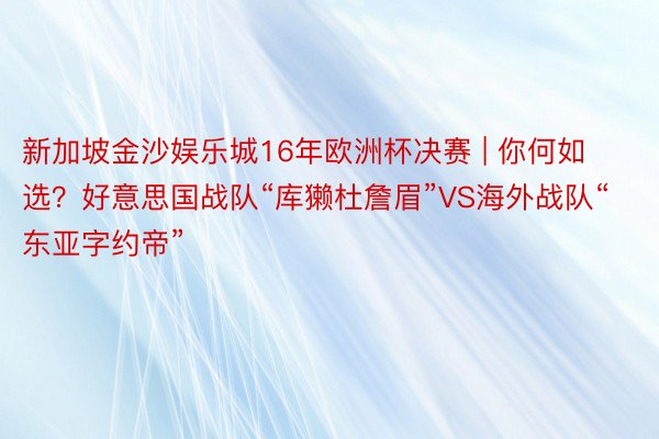新加坡金沙娱乐城16年欧洲杯决赛 | 你何如选？好意思国战队“库獭杜詹眉”VS海外战队“东亚字约帝”
