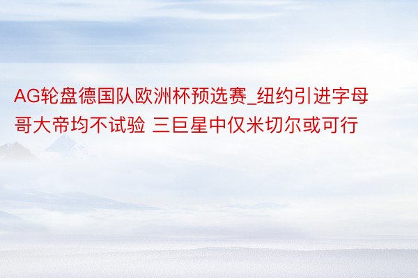 AG轮盘德国队欧洲杯预选赛_纽约引进字母哥大帝均不试验 三巨星中仅米切尔或可行