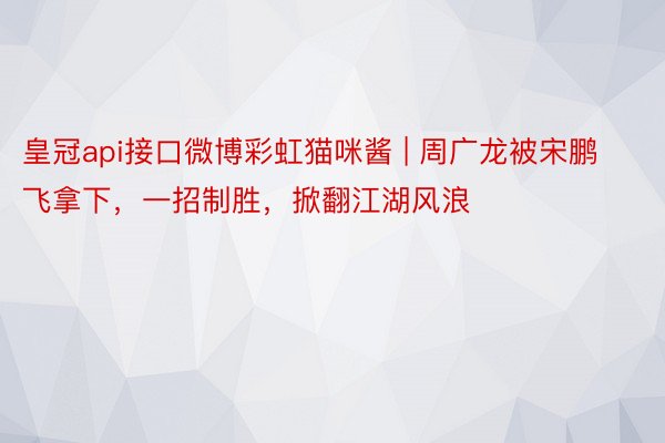 皇冠api接口微博彩虹猫咪酱 | 周广龙被宋鹏飞拿下，一招制胜，掀翻江湖风浪