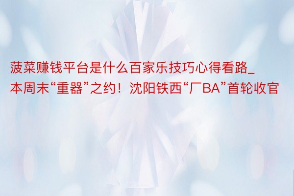 菠菜赚钱平台是什么百家乐技巧心得看路_本周末“重器”之约！沈阳铁西“厂BA”首轮收官